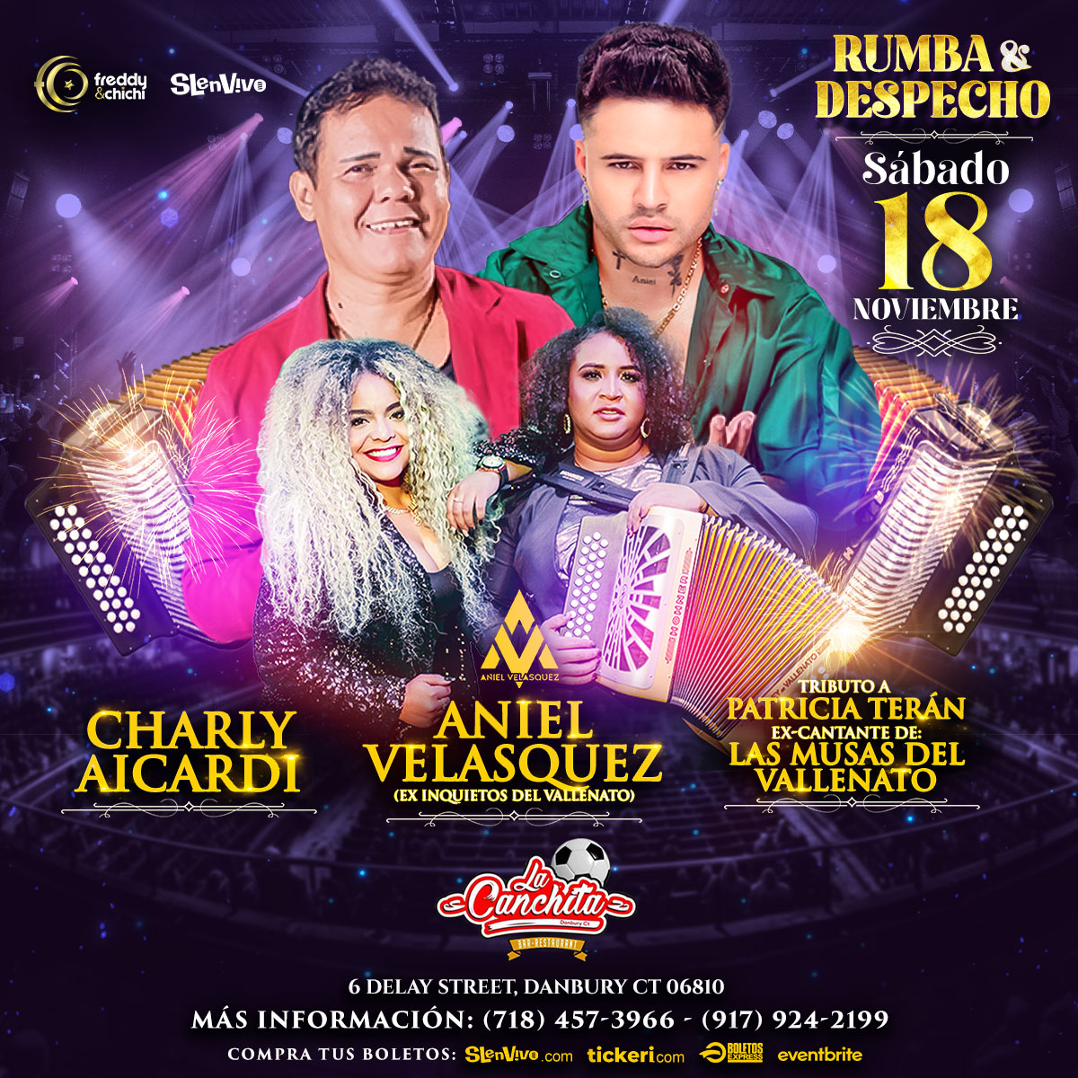 ANIEL VELASQUEZ, CHARLY AICARDI, HMN. MUSAS DEL VALLENATO ! CONNECTICUT