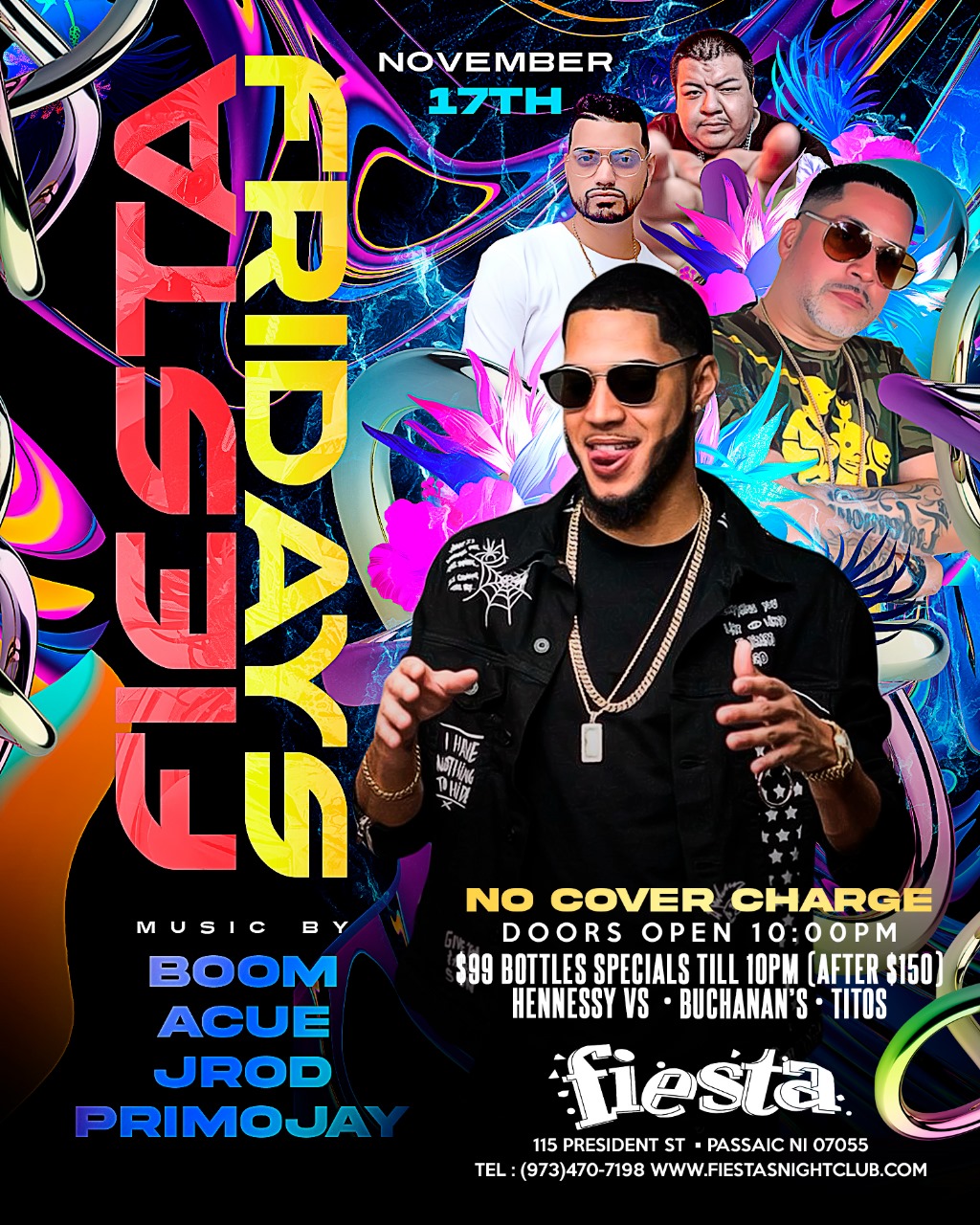 Buy tickets for BOOM, ACUE, JROD, PRIMOJAY IN FIESTA FRIDAYS BOOM, ACUE, JROD, PRIMOJAY IN FIESTA FRIDAYS