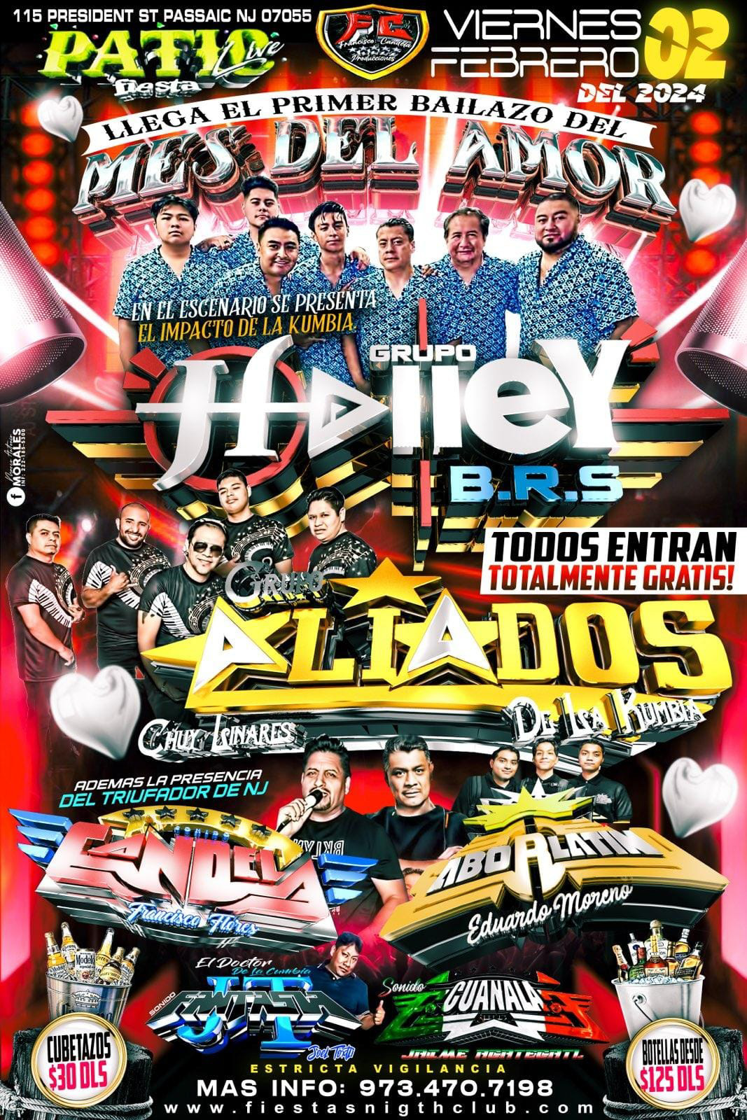 GRUPO HALLEY, ALIADOS DE LA CUMBIA, SONIDO CANDELA, SONIDO SABOR LATINO, JT FANTASMA, CUANALA