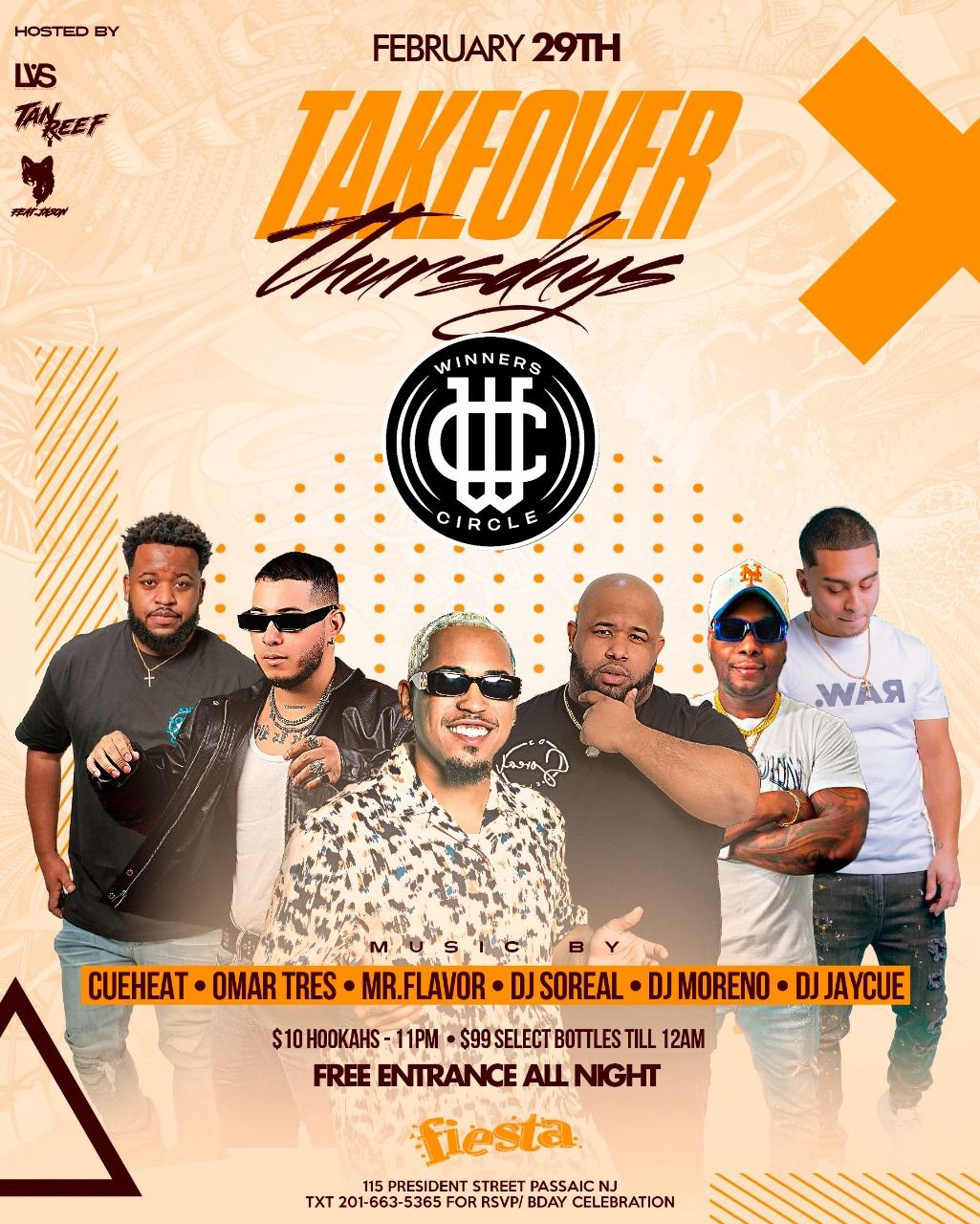 DJ CUEHEAT, OMAR TRES, MR.FLAVOR, SOREAL, MORENO, JAYCUE