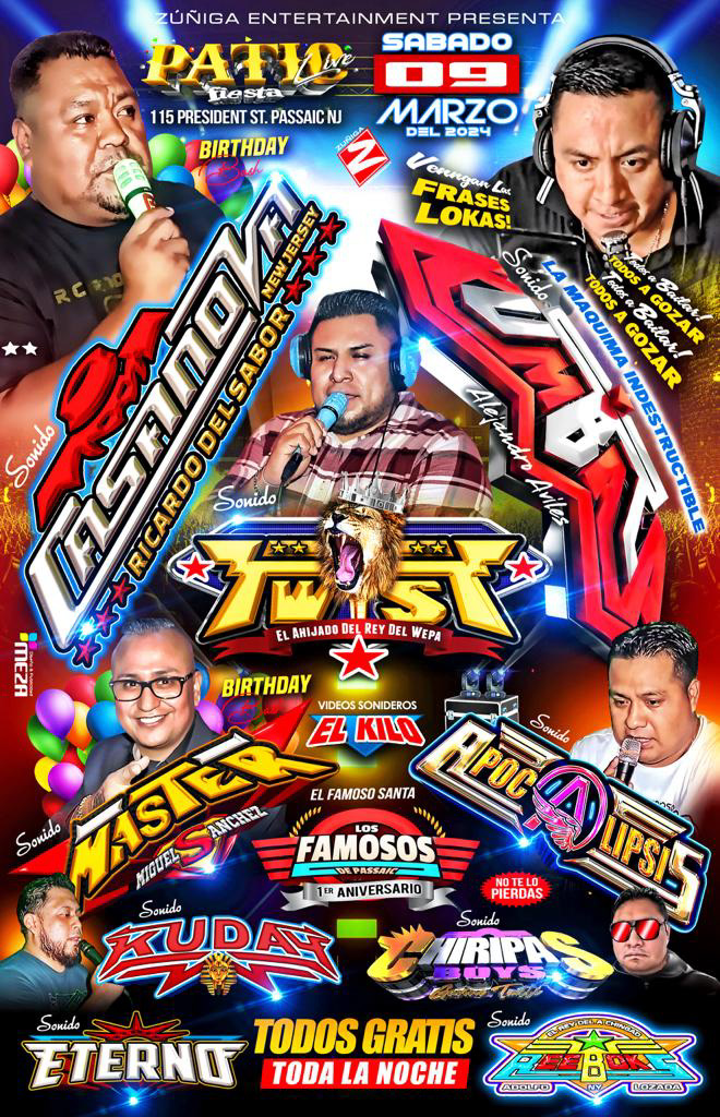 SONIDO: CASANOVA, KUMBALA, TWIST, MASTER, APOCALIPSIS, KUDAY, CHIRIPAS BOY,  ETERNO, REEBOKS