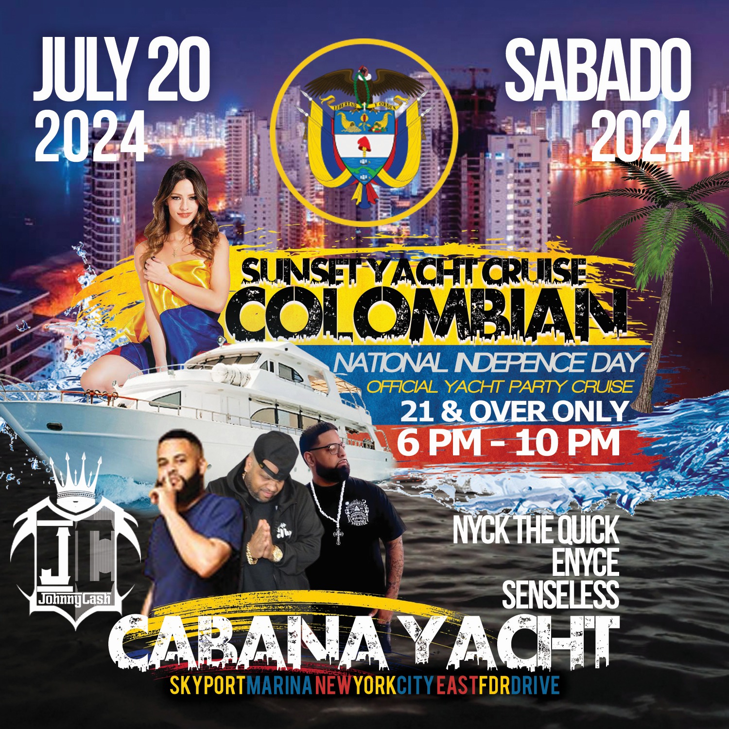 Buy tickets for Colombian Independence Sunset Party Cruise Colombian Independence Sunset Party Cruise