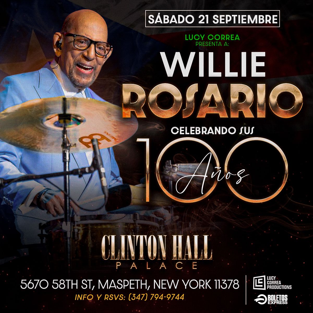 WILLIE ROSARIO EN CONCIERTO CELEBRANDO SUS 100 AÑOS!!!