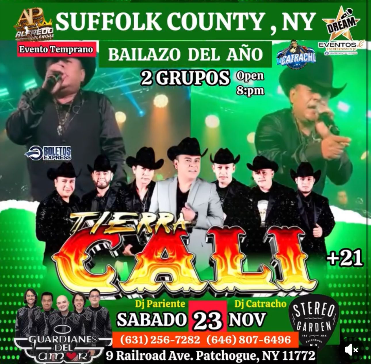 Concierto Tierra Cali & Guardianes del Amor / Stereo  Garden en  Suffolk NY