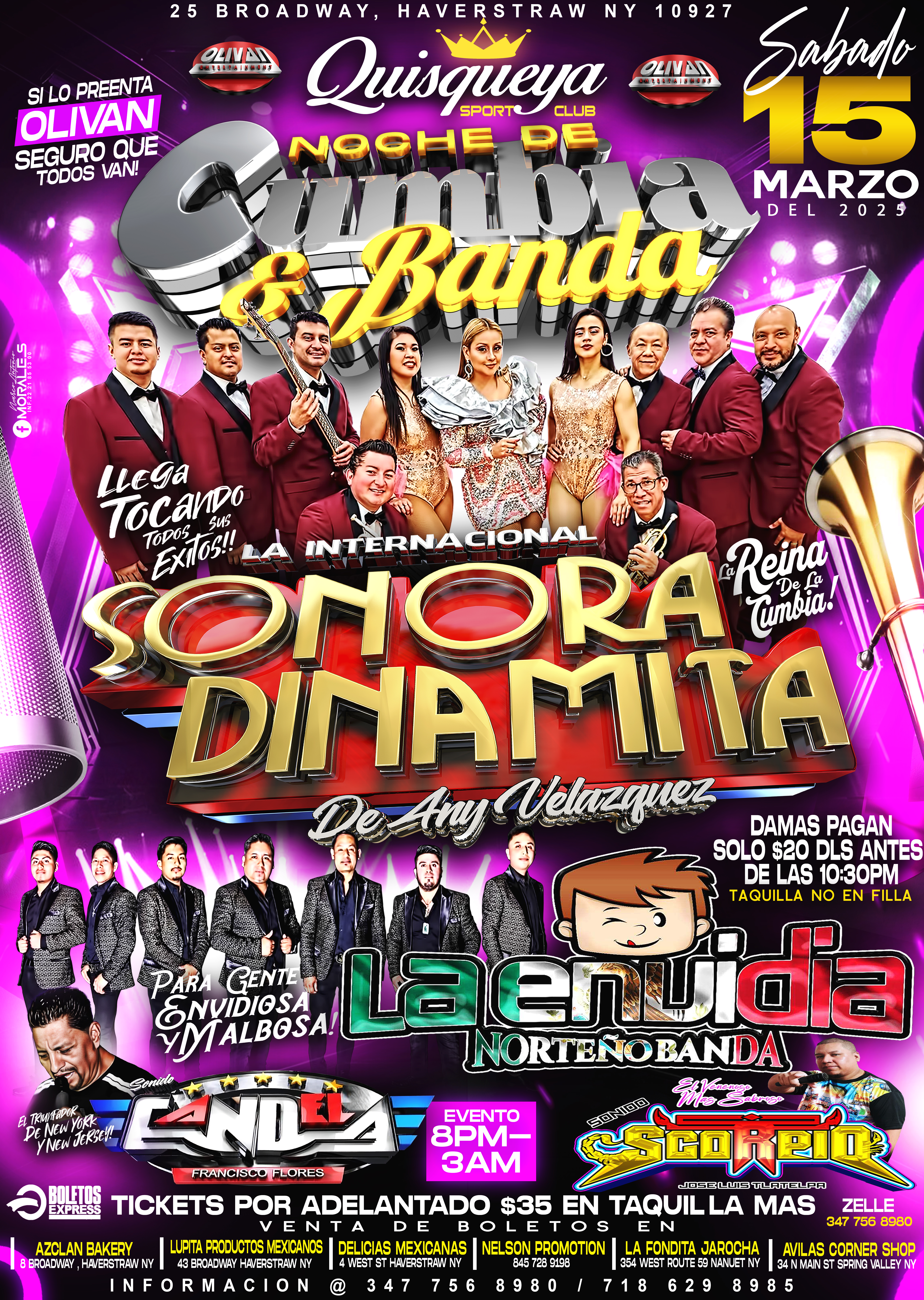 Buy tickets for La International Sonora Dinamita Any Velasquez, Envidia Norteno Banda , Sonido Candela La International Sonora Dinamita Any Velasquez, Envidia Norteno Banda , Sonido Candela