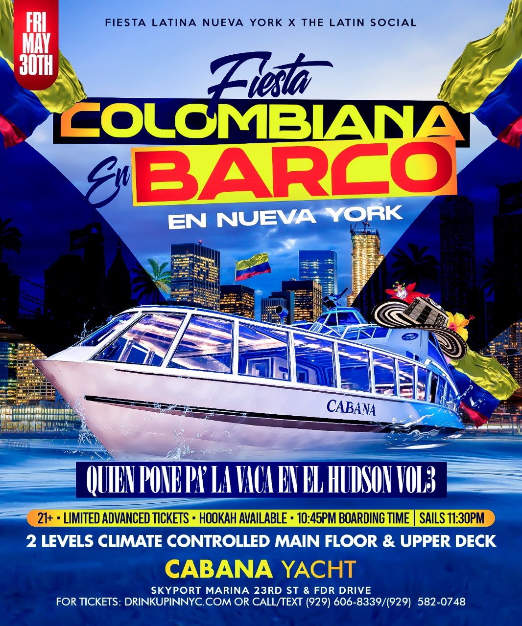 NYC-LATINOS COLOMBIA EN BARCO PARTY