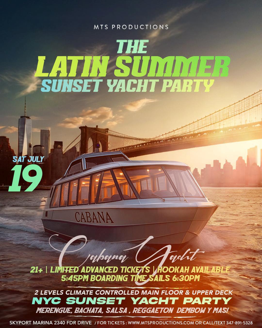 NYC Latin & Reggaeton Summer Sunset Yacht Party