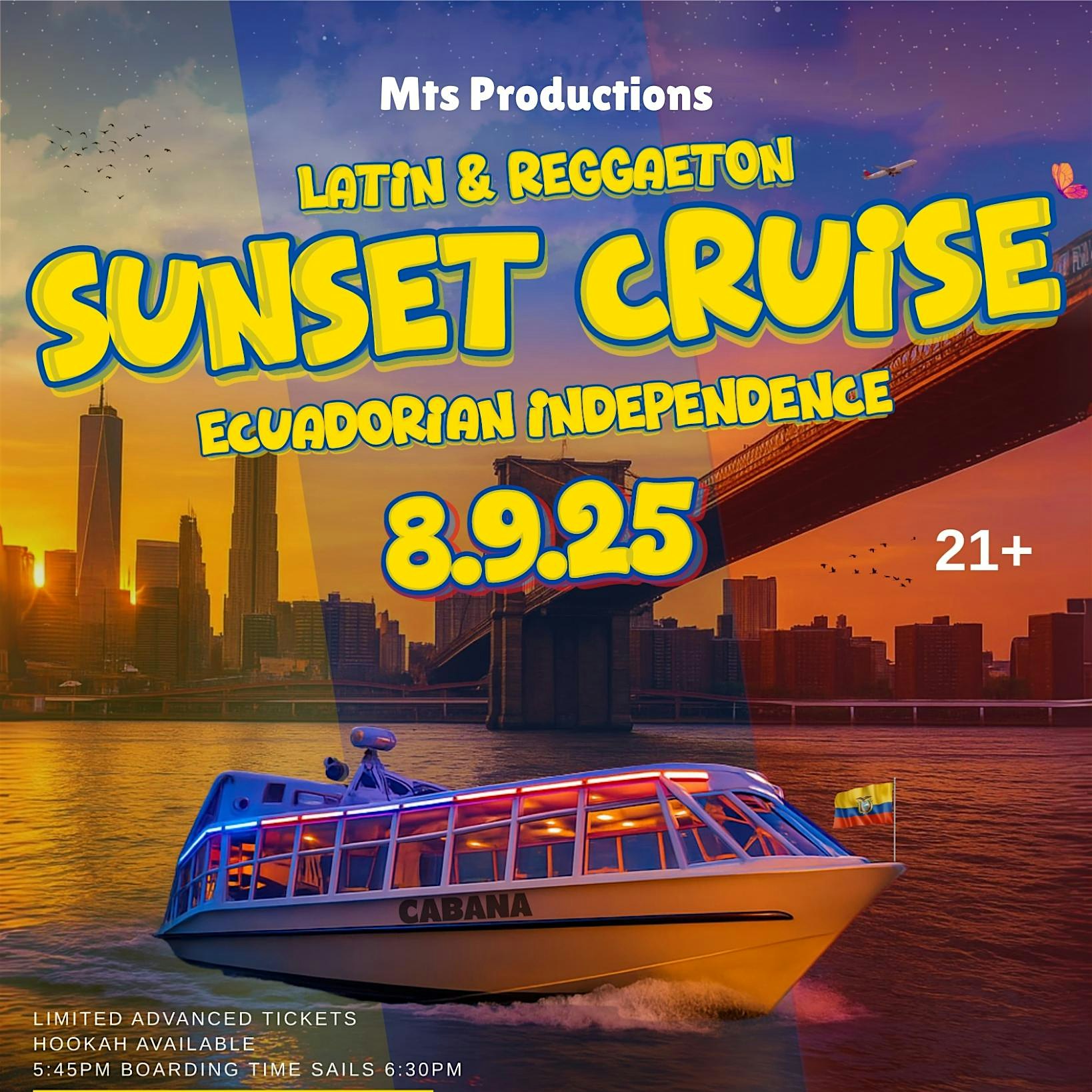 Latin & Reggaeton Sunset Cruise | Ecuadorian Independence Party