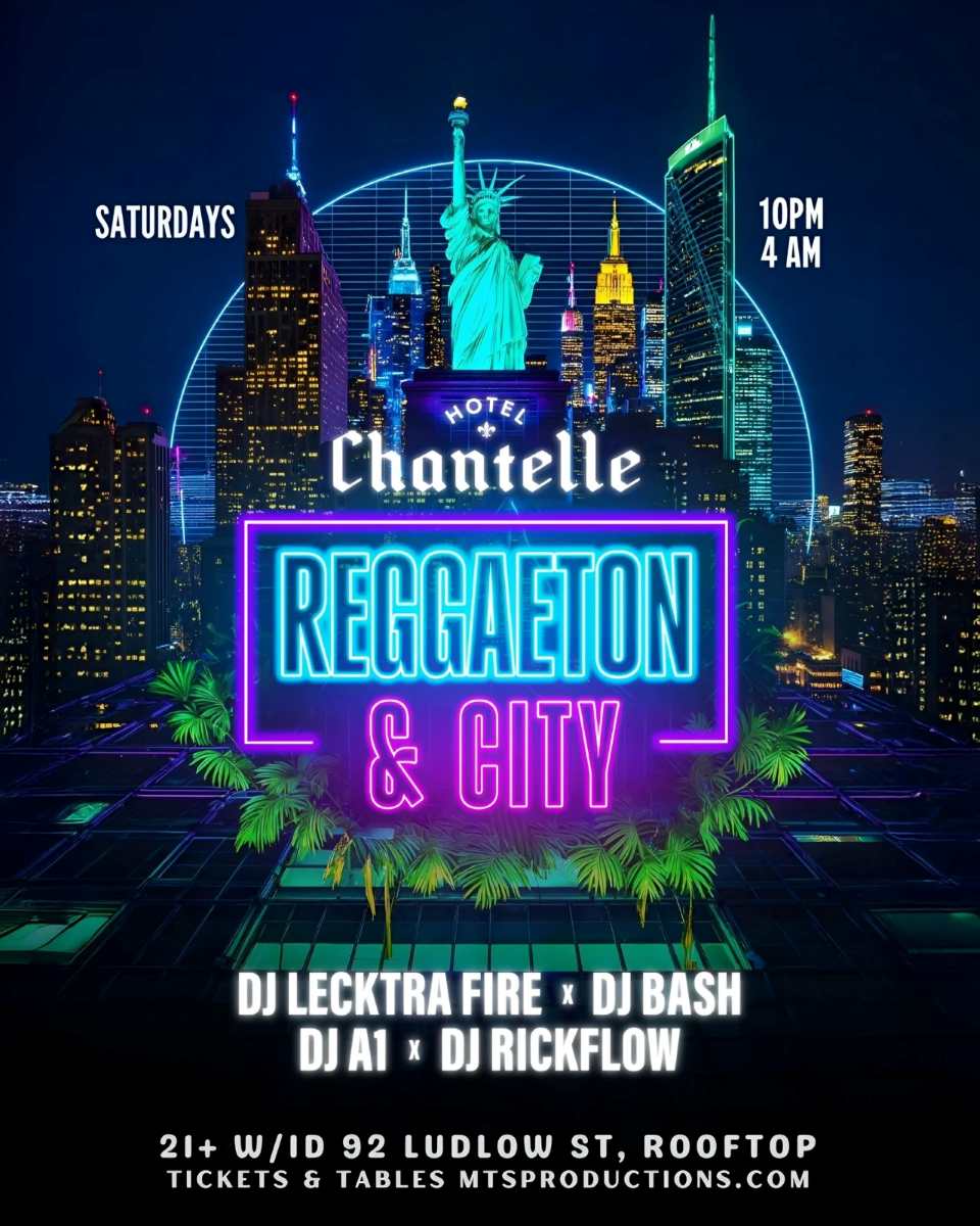 Buy tickets for Reggaeton & The City at Hotel Chantelle Rooftop NYC – September 13 Reggaeton & The City at Hotel Chantelle Rooftop NYC – September 13