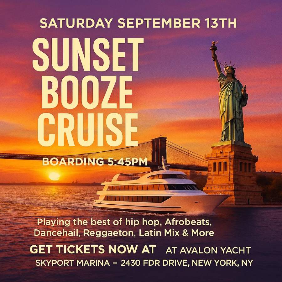 Buy tickets for Sunset Booze Cruise NYC – Saturday, September 13th, 2025 | Avalon Yacht Sunset Booze Cruise NYC – Saturday, September 13th, 2025 | Avalon Yacht