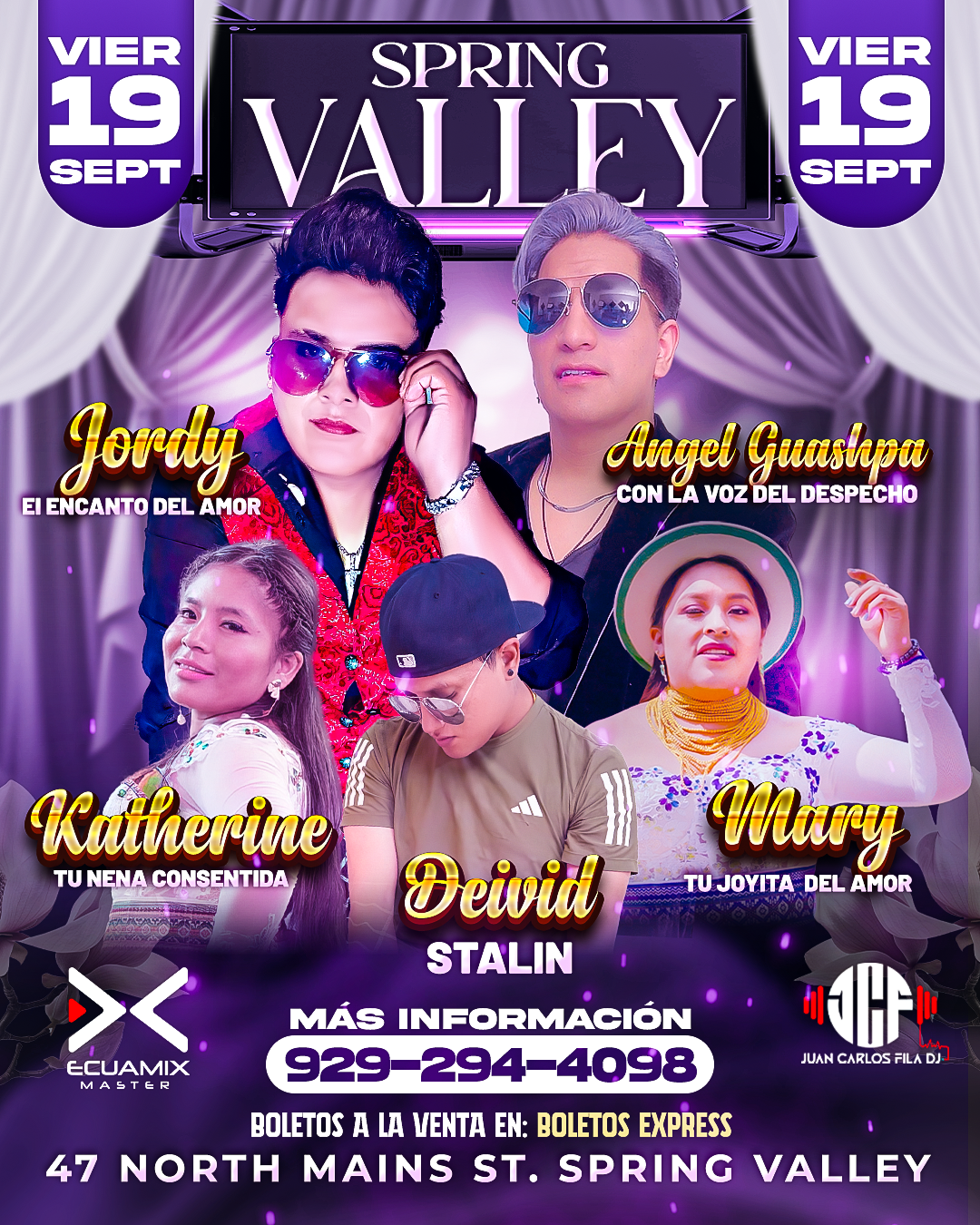 Buy tickets for JhORDY | ANGEL GUASHA | KATHERINE TU NENA CONSENTIDA | DEIVID STALIN | MARY TU JOYITA DEL AMOR JhORDY | ANGEL GUASHA | KATHERINE TU NENA CONSENTIDA | DEIVID STALIN | MARY TU JOYITA DEL AMOR