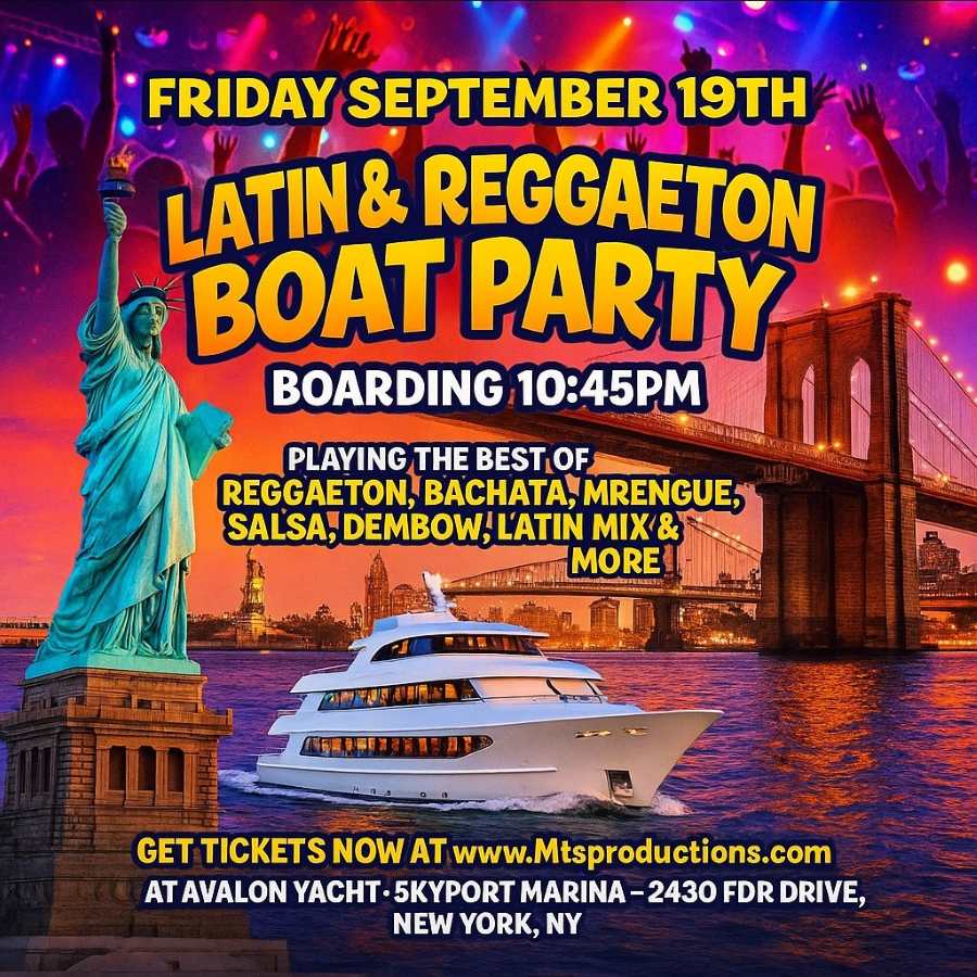 Buy tickets for Latin & Reggaeton Boat Party NYC – Avalon Yacht | Friday, September 19 Latin & Reggaeton Boat Party NYC – Avalon Yacht | Friday, September 19