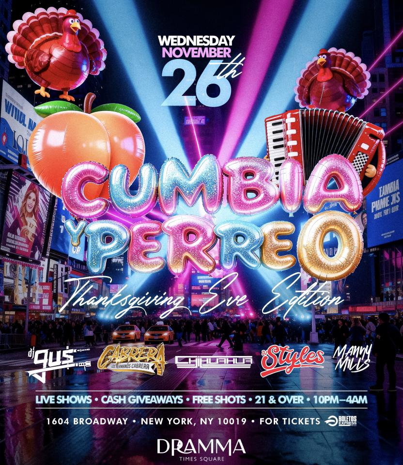 Buy tickets for Cumbia y Perreo Thanksgiving Eve Times square Cumbia y Perreo Thanksgiving Eve Times square