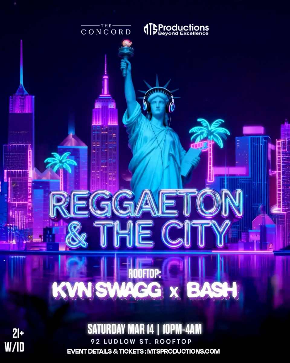 Reggaeton & the City Rooftop Party Saturday at Concord NYC – March 14th
