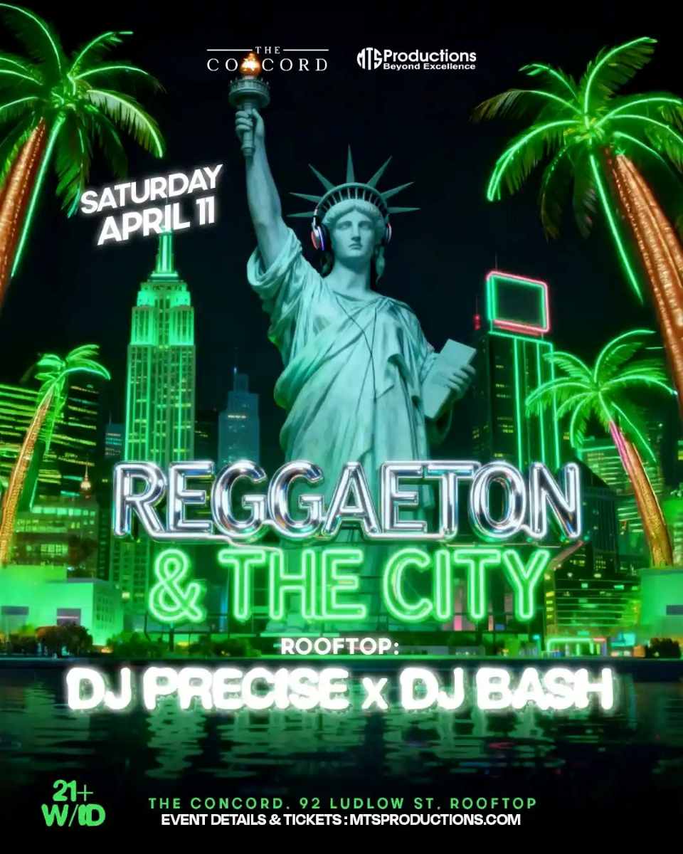 Reggaeton & the City Rooftop Party Saturday at Concord NYC – Apr 11