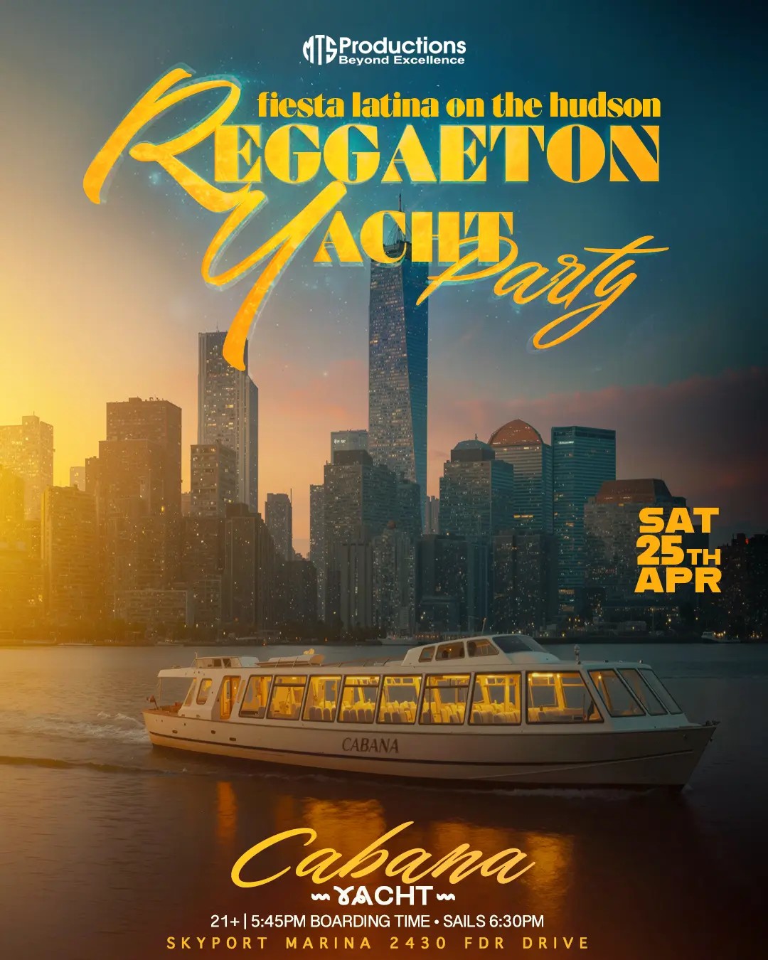 Buy tickets for Reggaeton Sunset Yacht Party NYC – Latin Boat Party at Cabana Yacht Reggaeton Sunset Yacht Party NYC – Latin Boat Party at Cabana Yacht