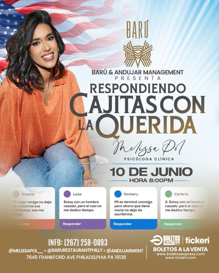Buy tickets for Respondiento Cajitas Con La Querida Melissa Pol: Philadelphia, PA Respondiento Cajitas Con La Querida Melissa Pol: Philadelphia, PA