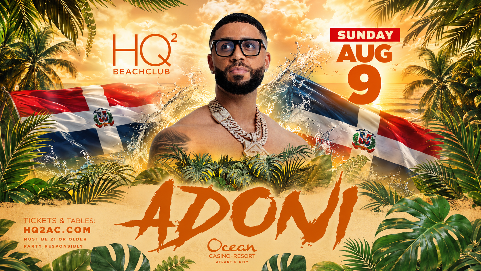 DJ ADONI Live at HQ2 Beachclub Atlantic City | Sunday August 9