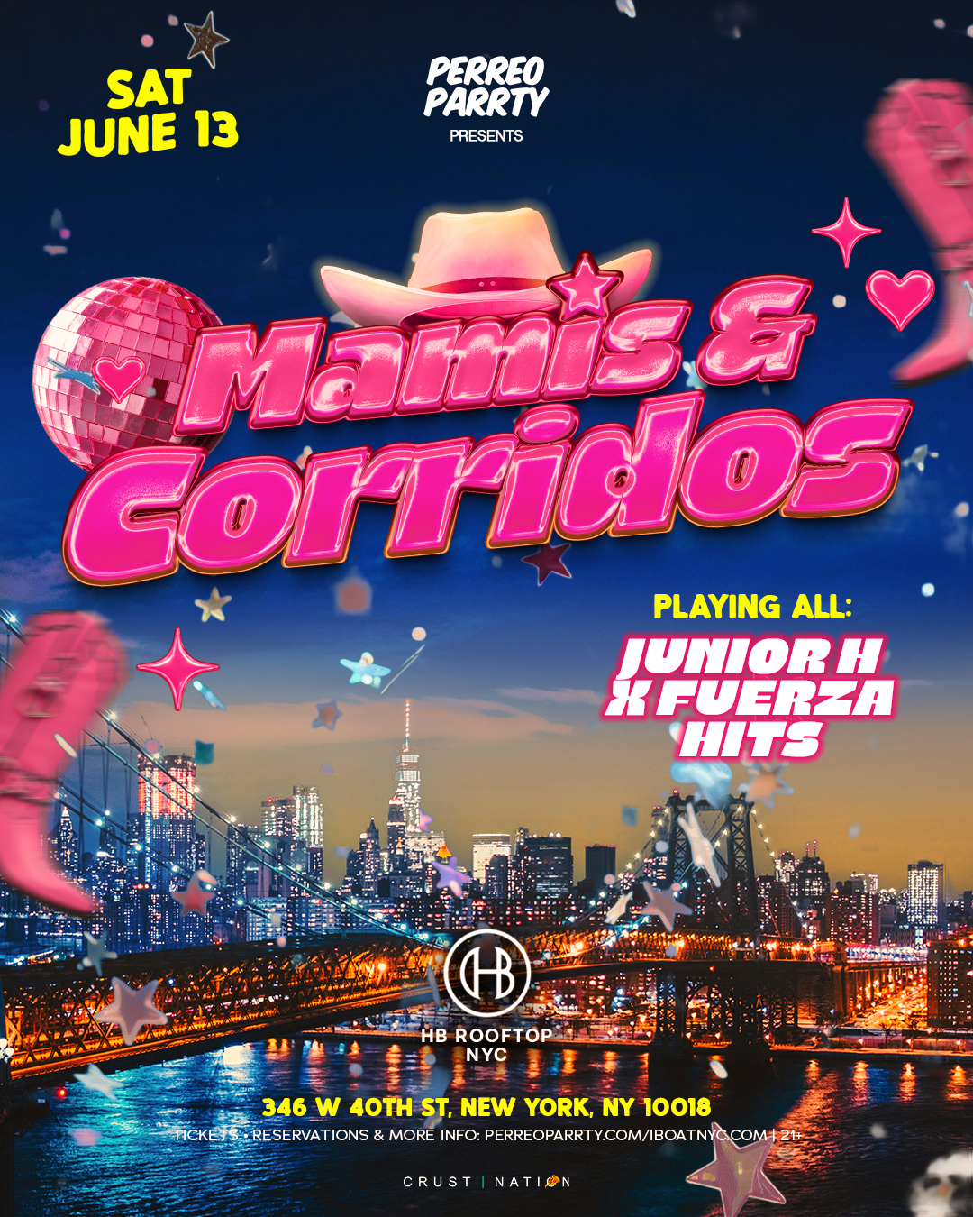 Buy tickets for Mamis y Corridos Rooftop— Junior H × Fuerza Hits | HB Rooftop NYC Skyline Mamis y Corridos Rooftop— Junior H × Fuerza Hits | HB Rooftop NYC Skyline