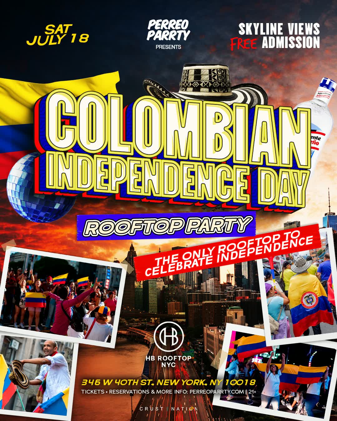 Rooftop Colombian Independence Day Party Skyline Views Perreo Parrty