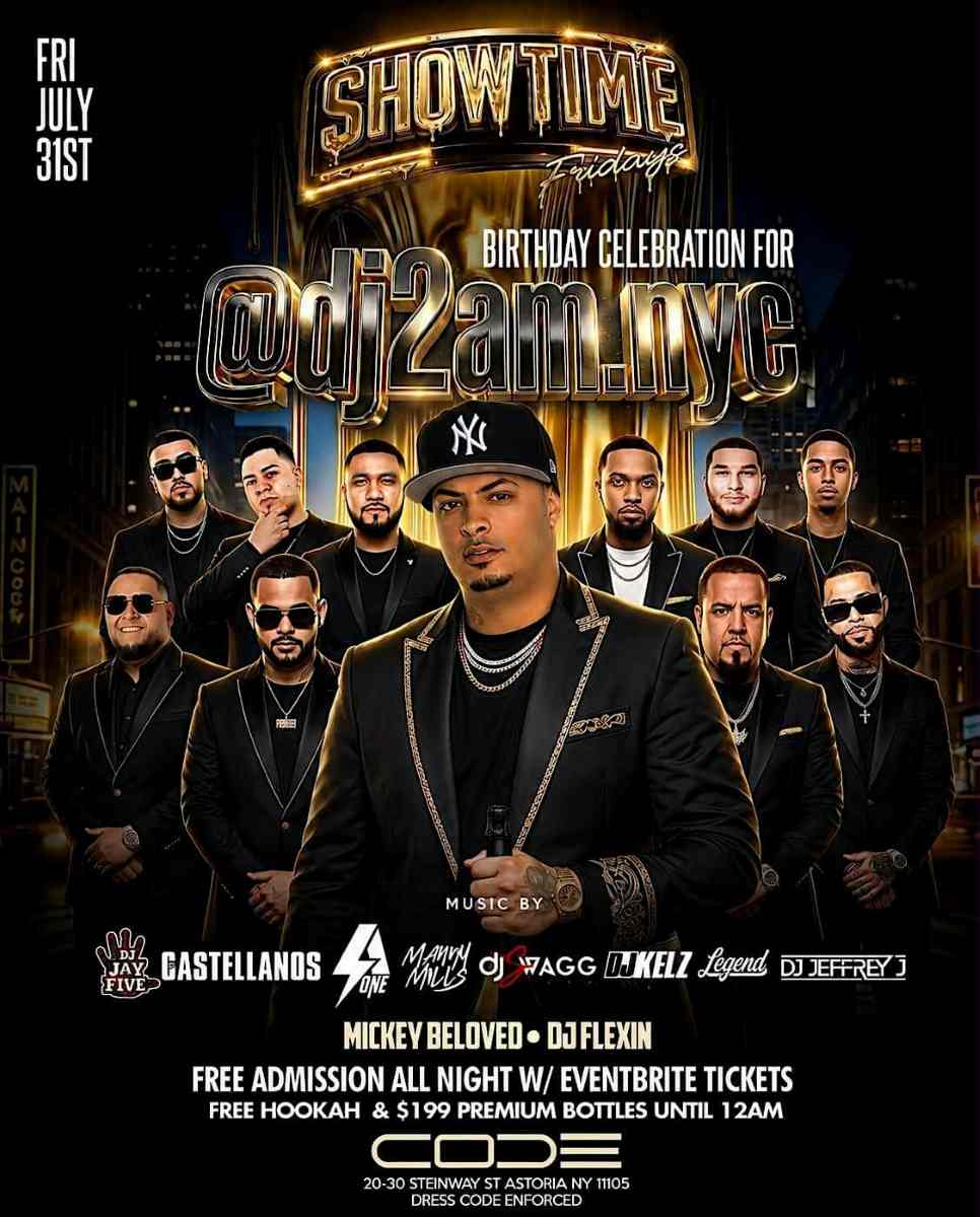Buy tickets for Showtime Fridays at CODE Astoria | Free Entry Party – July 31 Showtime Fridays at CODE Astoria | Free Entry Party – July 31