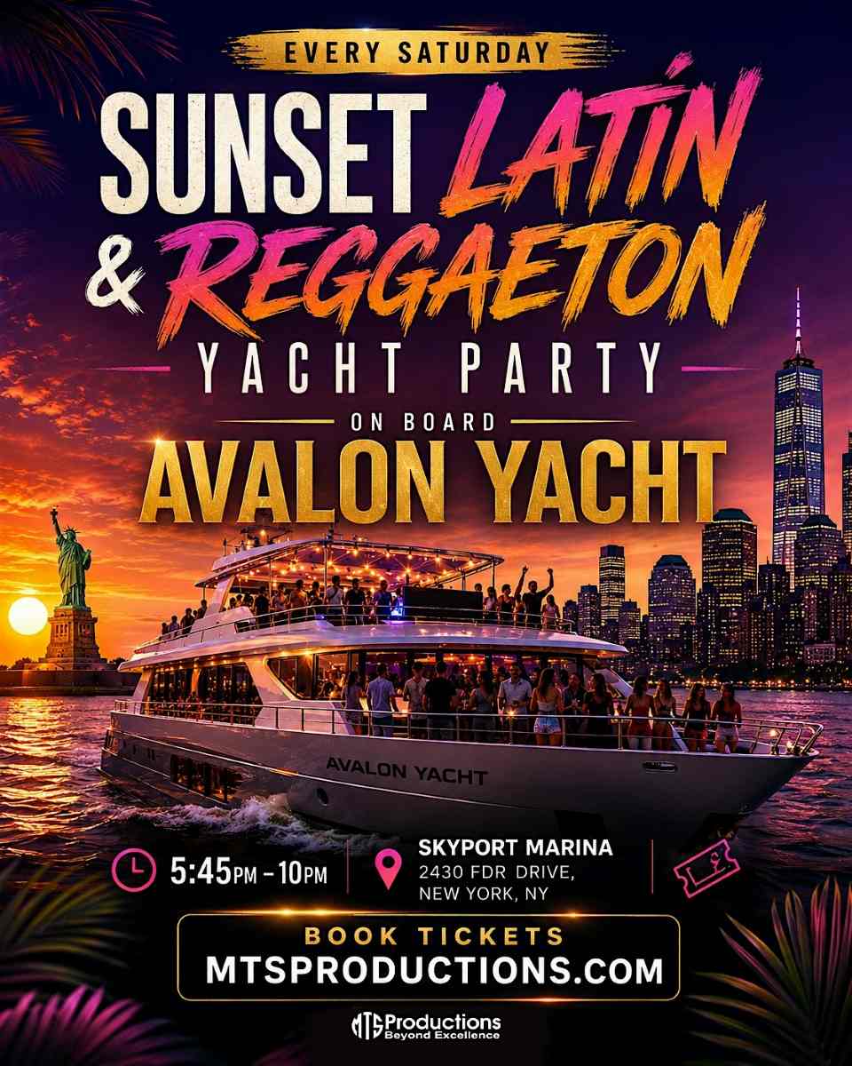 Buy tickets for Sunset Latin & Reggaeton Yacht Party | Avalon Yacht at Skyport Marina | August 1 Sunset Latin & Reggaeton Yacht Party | Avalon Yacht at Skyport Marina | August 1