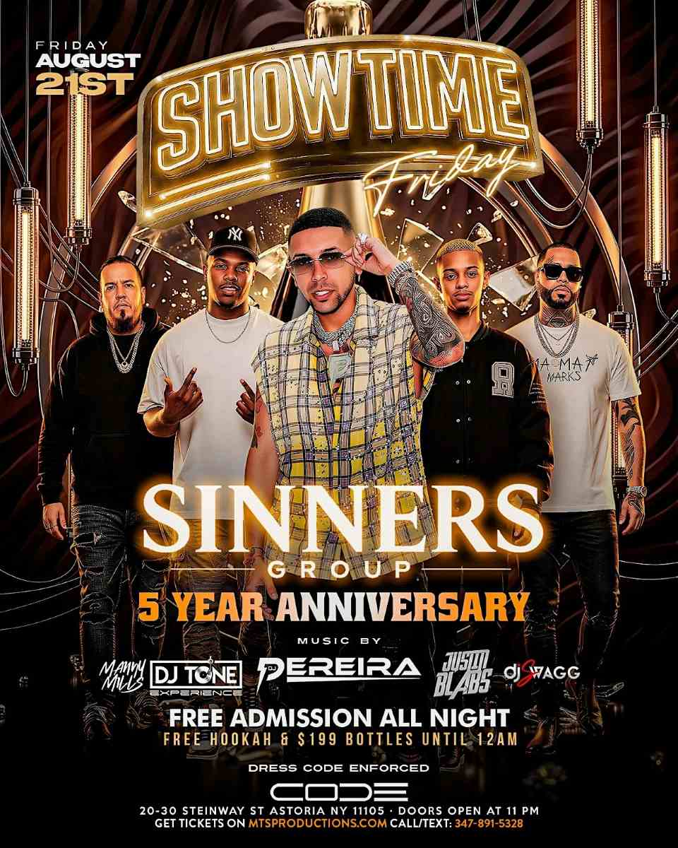 Buy tickets for Sinners Group 5 Year Anniversary at CODE Astoria Sinners Group 5 Year Anniversary at CODE Astoria