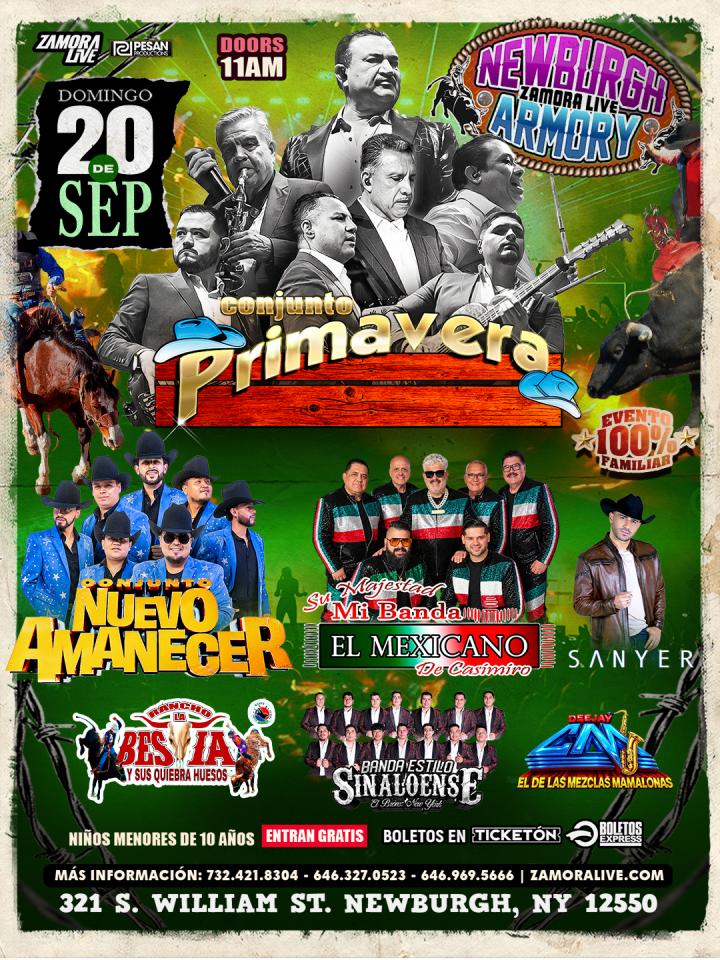 Buy tickets for CONJUNTO PRIMAVERA • MI BANDA EL MEXICANO • CONJUNTO NUEVO AMANECER Y MÁS! EN NEWBURGH ARMORY CONJUNTO PRIMAVERA • MI BANDA EL MEXICANO • CONJUNTO NUEVO AMANECER Y MÁS! EN NEWBURGH ARMORY