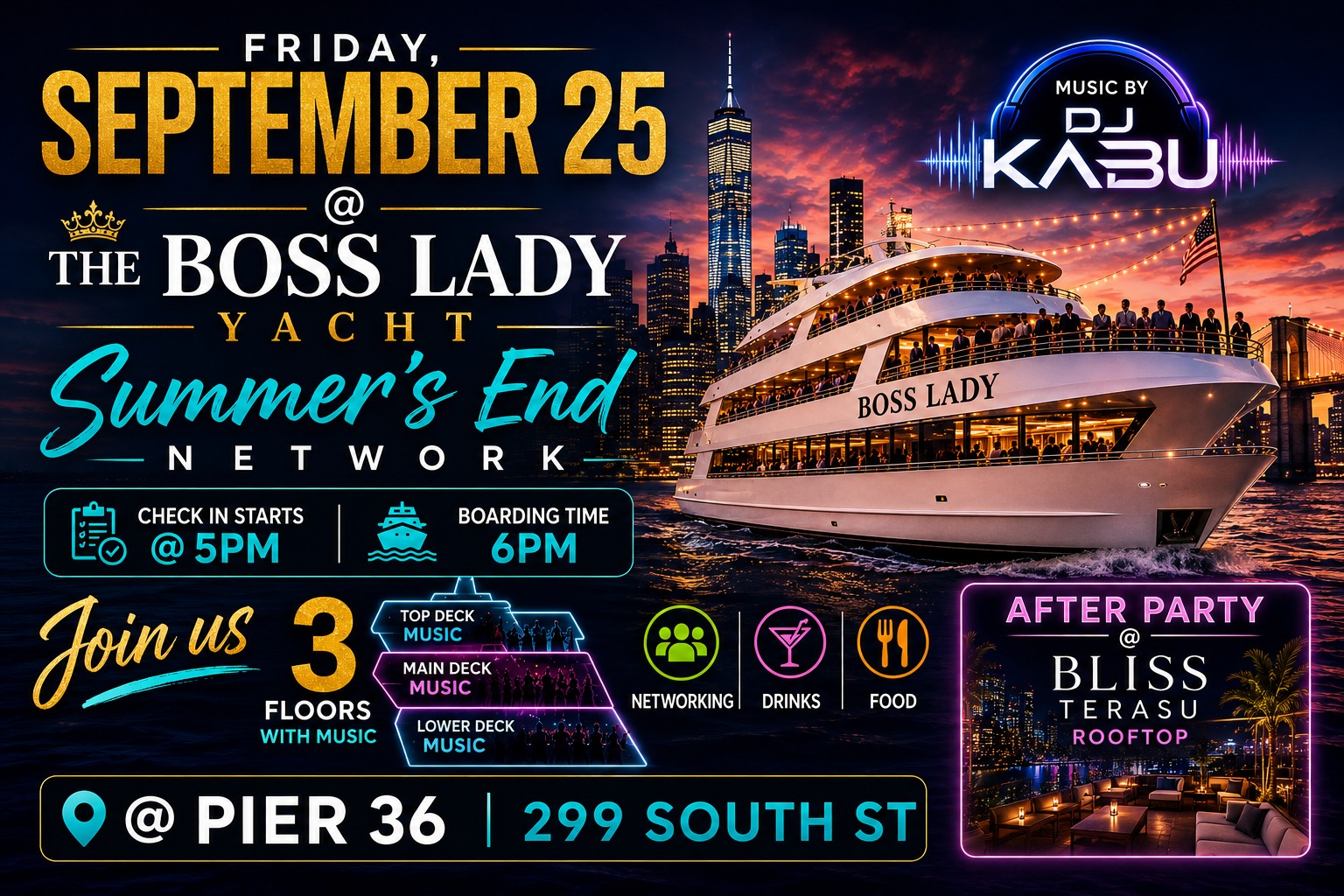 Summer's end boat cruise featuring DJ KABU