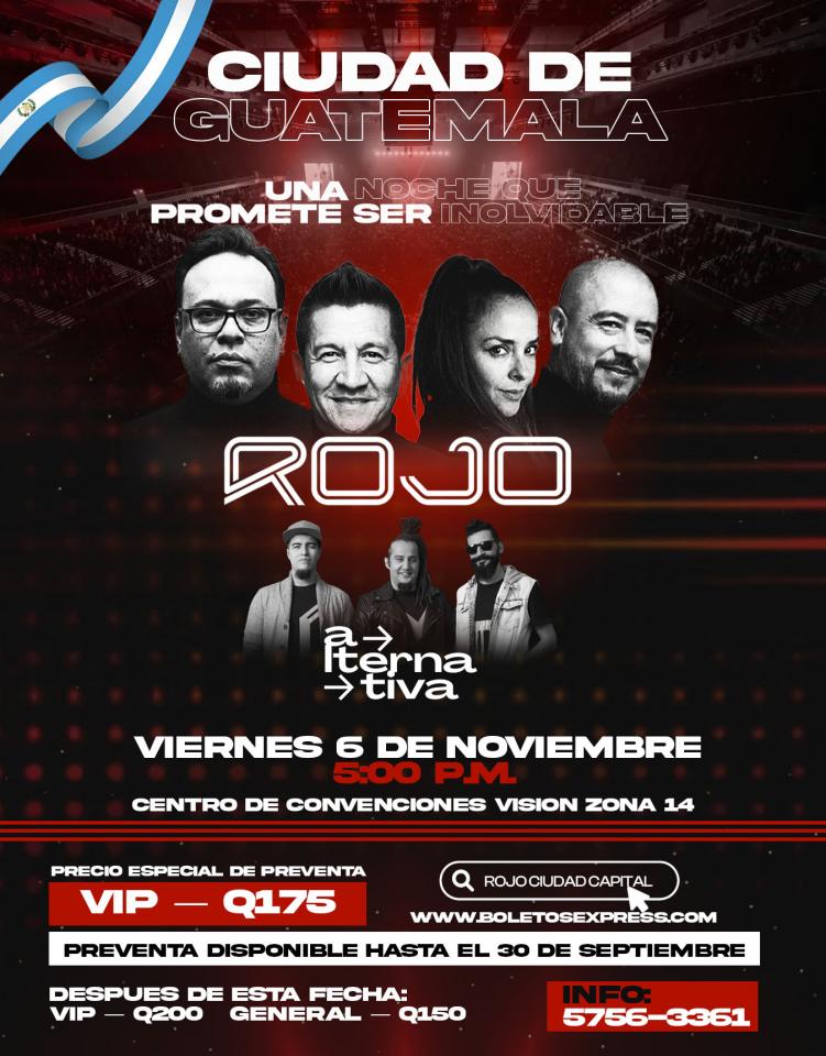 Buy tickets for Rojo Ciudad Capital Guatemala Rojo Ciudad Capital Guatemala