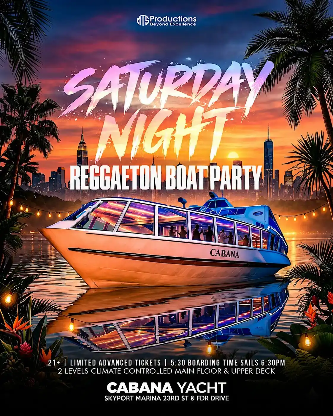 Buy tickets for Reggaeton Boat Party NYC | Cabana Yacht at Skyport Marina | Oct 03 Reggaeton Boat Party NYC | Cabana Yacht at Skyport Marina | Oct 03