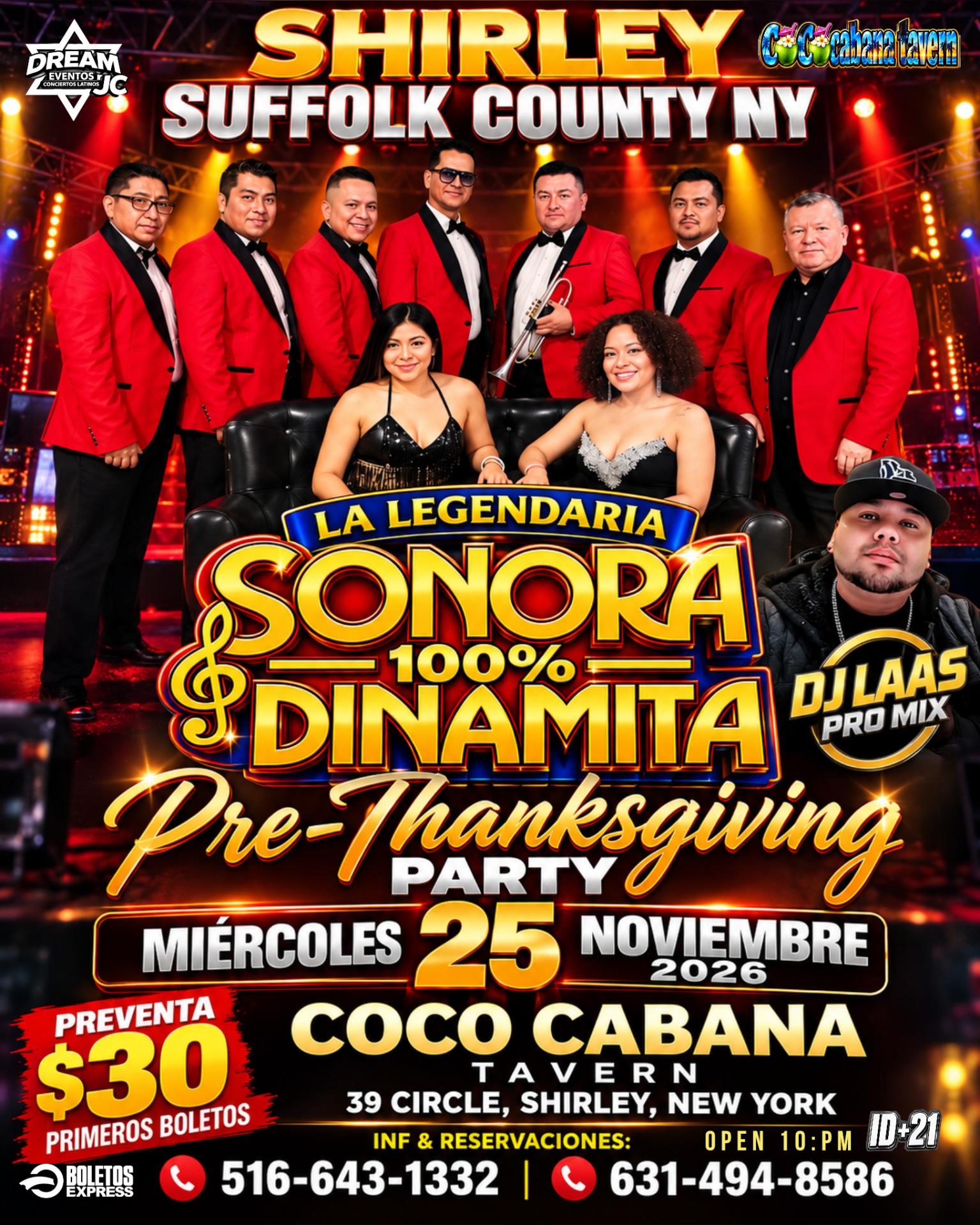 La Sonora Dinamita / Miercoles 25 Nov / Shirley Suffolk Long Island