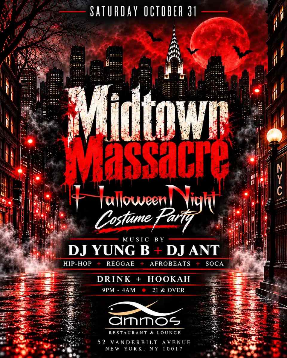 Buy tickets for Midtown Massacre Halloween Party 2026 at Ammos Lounge NYC Midtown Massacre Halloween Party 2026 at Ammos Lounge NYC